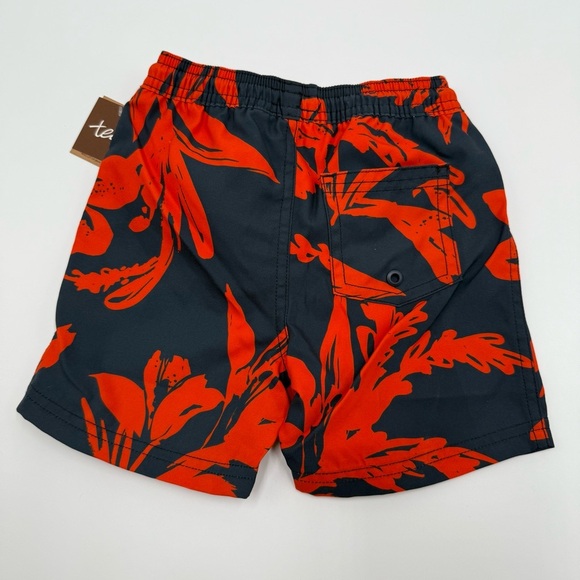 Tea Collection Boys Mid Length Swim Trunks Tropical Navy, Red Orange Size 2 NWT - Picture 6 of 6